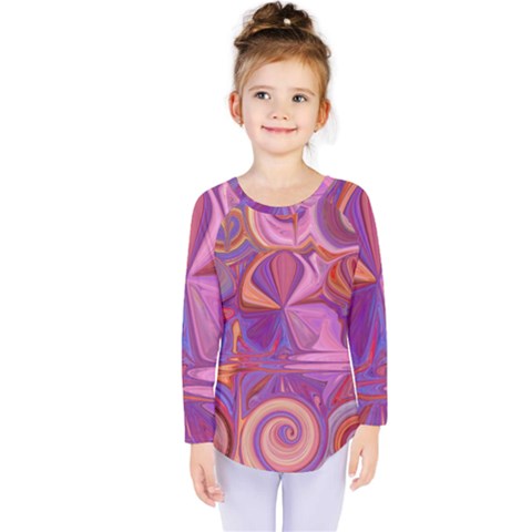 Candy Abstract Pink, Purple, Orange Kids  Long Sleeve Tee by digitaldivadesigns