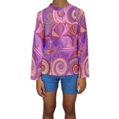 Candy Abstract Pink, Purple, Orange Kids  Long Sleeve Swimwear by digitaldivadesigns