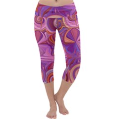 Candy Abstract Pink, Purple, Orange Capri Yoga Leggings by digitaldivadesigns