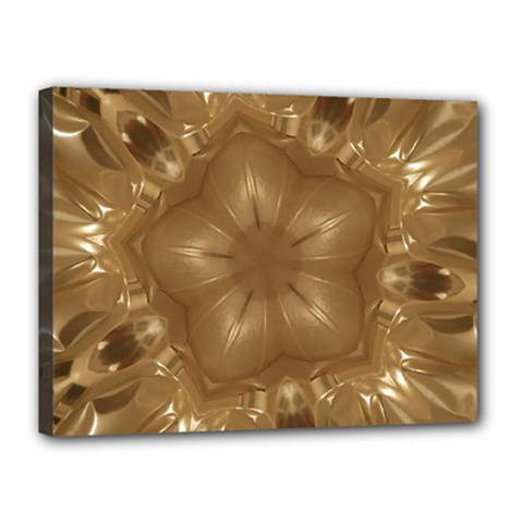 Elegant Gold Brown Kaleidoscope Star Canvas 16  X 12  by yoursparklingshop