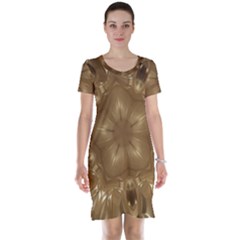 Elegant Gold Brown Kaleidoscope Star Short Sleeve Nightdress by yoursparklingshop