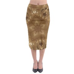 Elegant Gold Brown Kaleidoscope Star Midi Pencil Skirt by yoursparklingshop