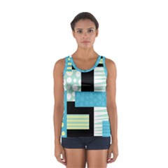 Blue Collage Women s Sport Tank Top  by Valentinaart