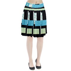 Blue Collage Pleated Skirt by Valentinaart