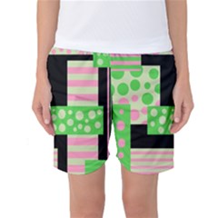 Green And Pink Collage Women s Basketball Shorts by Valentinaart