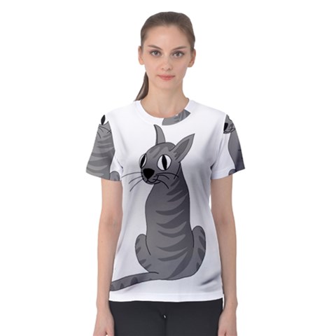 Gray Cat Women s Sport Mesh Tee by Valentinaart