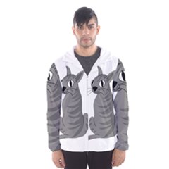 Gray Cat Hooded Wind Breaker (men) by Valentinaart