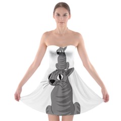 Gray Cat Strapless Bra Top Dress by Valentinaart