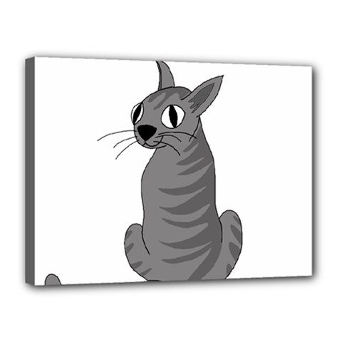 Gray Cat Canvas 16  X 12  by Valentinaart