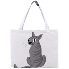 Gray Cat Mini Tote Bag by Valentinaart