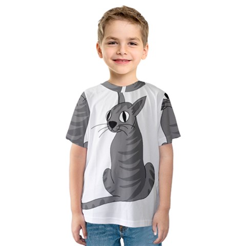 Gray Cat Kids  Sport Mesh Tee by Valentinaart