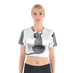 Gray Cat Cotton Crop Top by Valentinaart