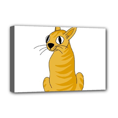 Yellow Cat Deluxe Canvas 18  X 12   by Valentinaart