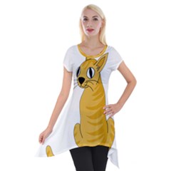 Yellow Cat Short Sleeve Side Drop Tunic