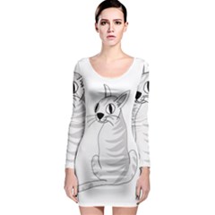 White Cat  Long Sleeve Bodycon Dress by Valentinaart