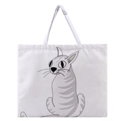 White Cat  Zipper Large Tote Bag by Valentinaart