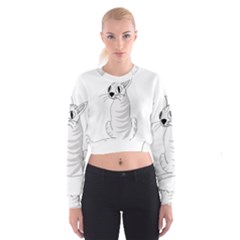 White Cat  Women s Cropped Sweatshirt by Valentinaart