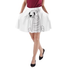 White Cat  A-line Pocket Skirt by Valentinaart