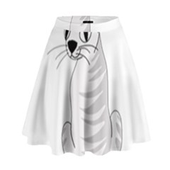 White Cat  High Waist Skirt by Valentinaart