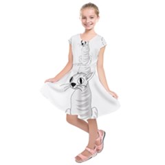 White Cat  Kids  Short Sleeve Dress by Valentinaart