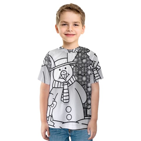 Cute Christmas Snowman  Kids  Sport Mesh Tee by Brittlevirginclothing