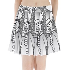 Cute Christmas Snowman  Pleated Mini Skirt by Brittlevirginclothing