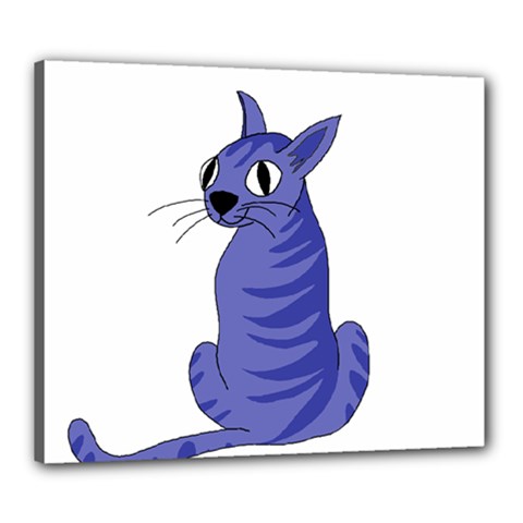 Blue Cat Canvas 24  X 20  by Valentinaart