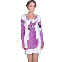 Purple Cat Long Sleeve Nightdress by Valentinaart