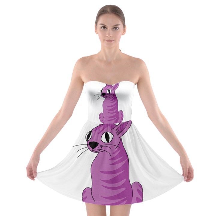 Purple cat Strapless Bra Top Dress