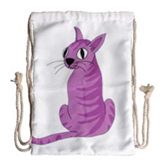 Purple Cat Drawstring Bag (large) by Valentinaart