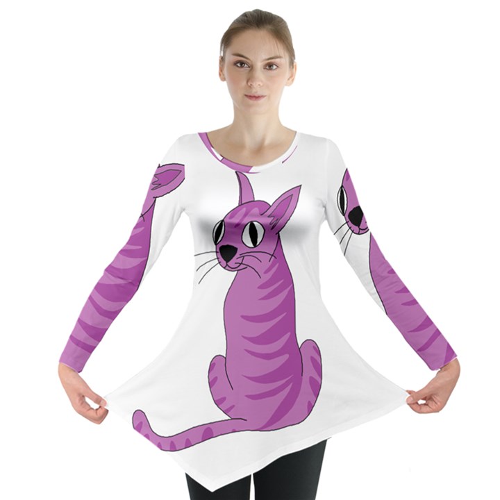 Purple cat Long Sleeve Tunic 