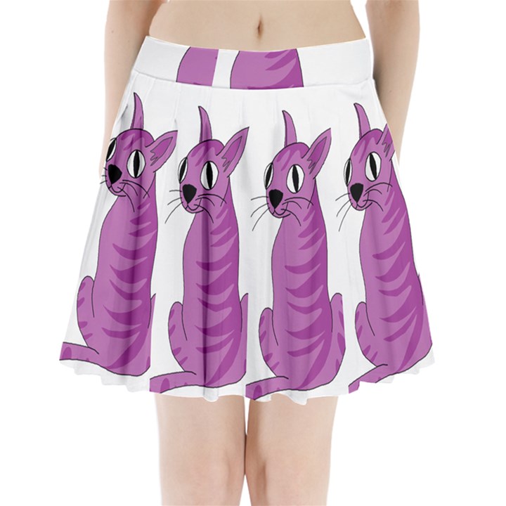 Purple cat Pleated Mini Skirt