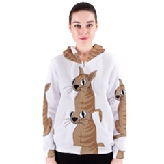 Brown Cat Women s Zipper Hoodie by Valentinaart