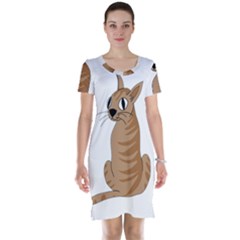 Brown Cat Short Sleeve Nightdress by Valentinaart