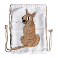 Brown Cat Drawstring Bag (large) by Valentinaart