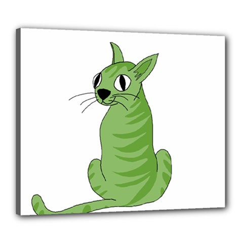 Green Cat Canvas 24  X 20  by Valentinaart