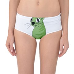 Green Cat Mid-waist Bikini Bottoms by Valentinaart