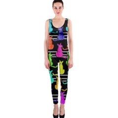 Colorful Cats Pattern Onepiece Catsuit by Valentinaart