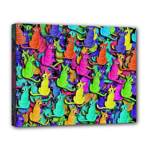 Colorful Cats Canvas 14  X 11  by Valentinaart