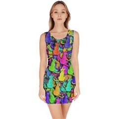 Colorful Cats Sleeveless Bodycon Dress by Valentinaart