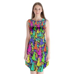 Colorful Cats Sleeveless Chiffon Dress   by Valentinaart