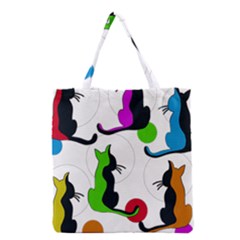 Colorful Abstract Cats Grocery Tote Bag by Valentinaart