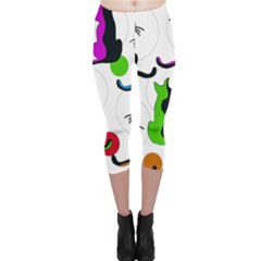 Colorful Abstract Cats Capri Leggings  by Valentinaart