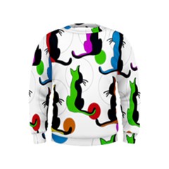 Colorful Abstract Cats Kids  Sweatshirt by Valentinaart