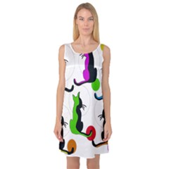 Colorful Abstract Cats Sleeveless Satin Nightdress by Valentinaart