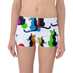 Colorful Abstract Cats Boyleg Bikini Bottoms by Valentinaart