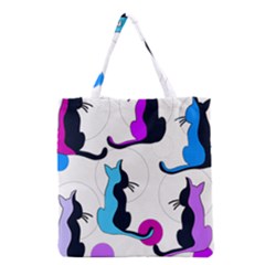 Purple Abstract Cats Grocery Tote Bag by Valentinaart