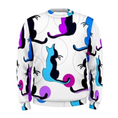 Purple Abstract Cats Men s Sweatshirt by Valentinaart