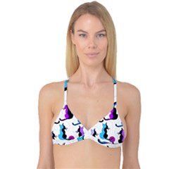 Purple Abstract Cats Reversible Tri Bikini Top by Valentinaart