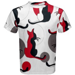 Elegant Abstract Cats  Men s Cotton Tee by Valentinaart